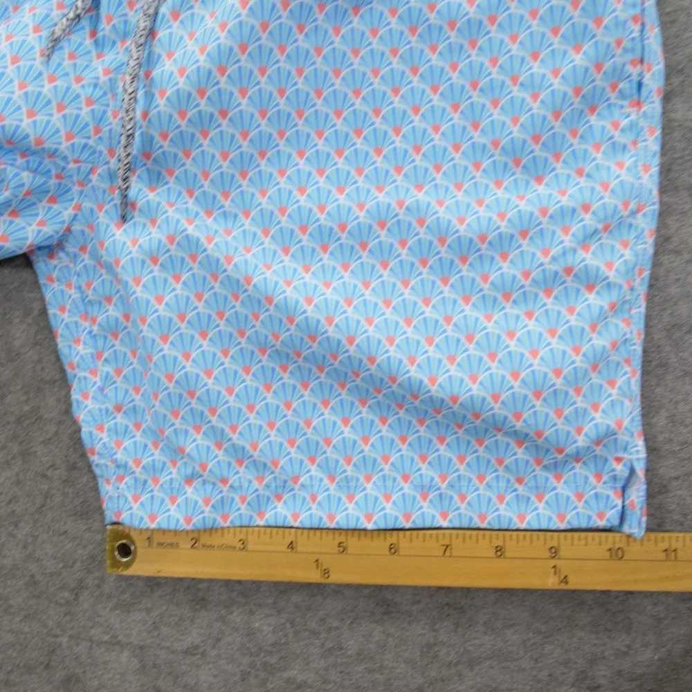 Michaels Swim Trunks Mens Small Light Blue Scallop Fan Print Board Shorts New